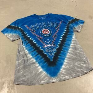 Y2K tie dye Chicago cubs liquid blue shirt